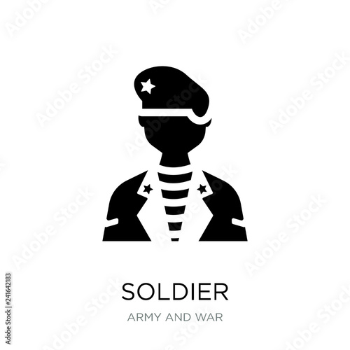 soldier icon vector on white background, soldier trendy filled i