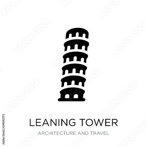 leaning tower of pisa icon vector on white background, leaning t