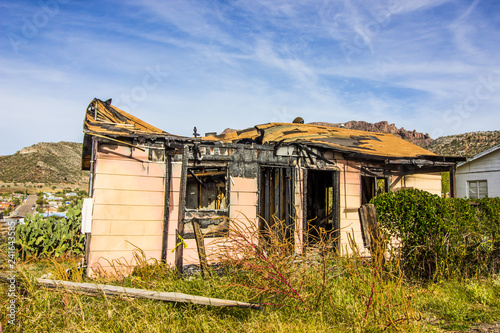 Home Destroyed By Fire With Caved In Roof photo
