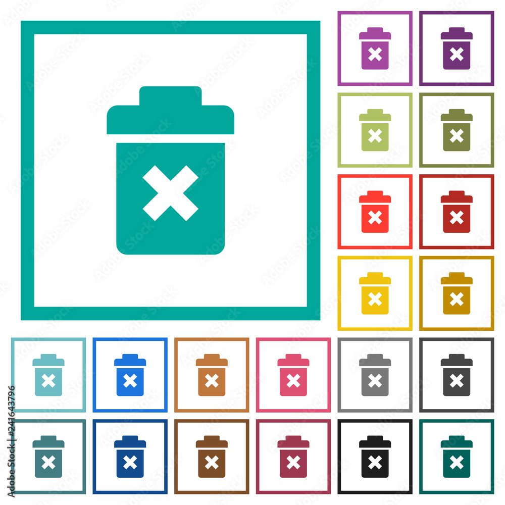 Delete flat color icons with quadrant frames Delete flat color icons with quadrant frames