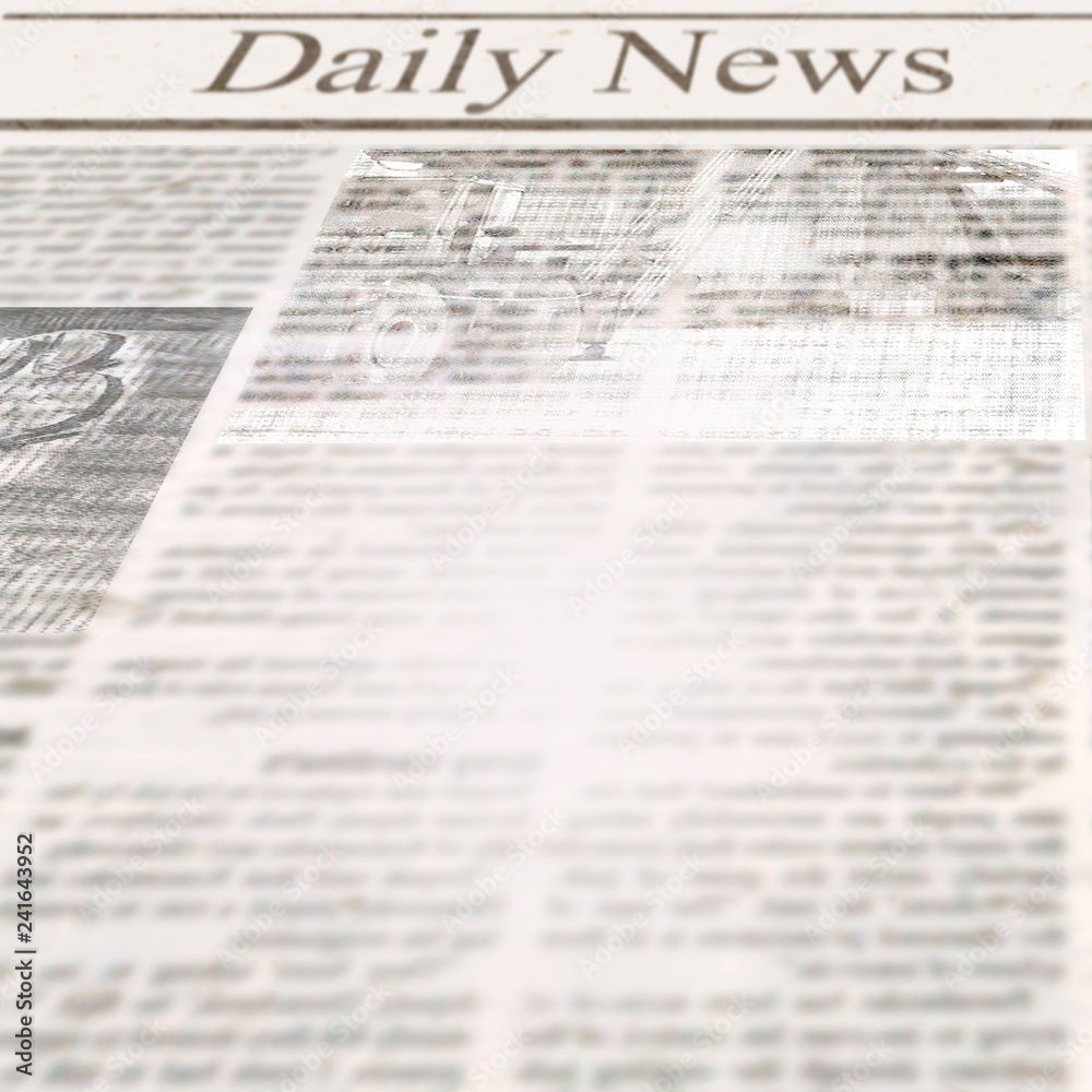 Daily news newspaper with headline and old unreadable text Daily news newspaper with headline and old unreadable text