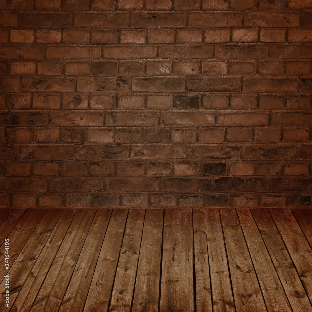 brick wall and wooden floor background 