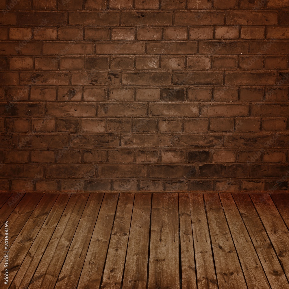 brick wall and wooden floor background brick wall and wooden floor background