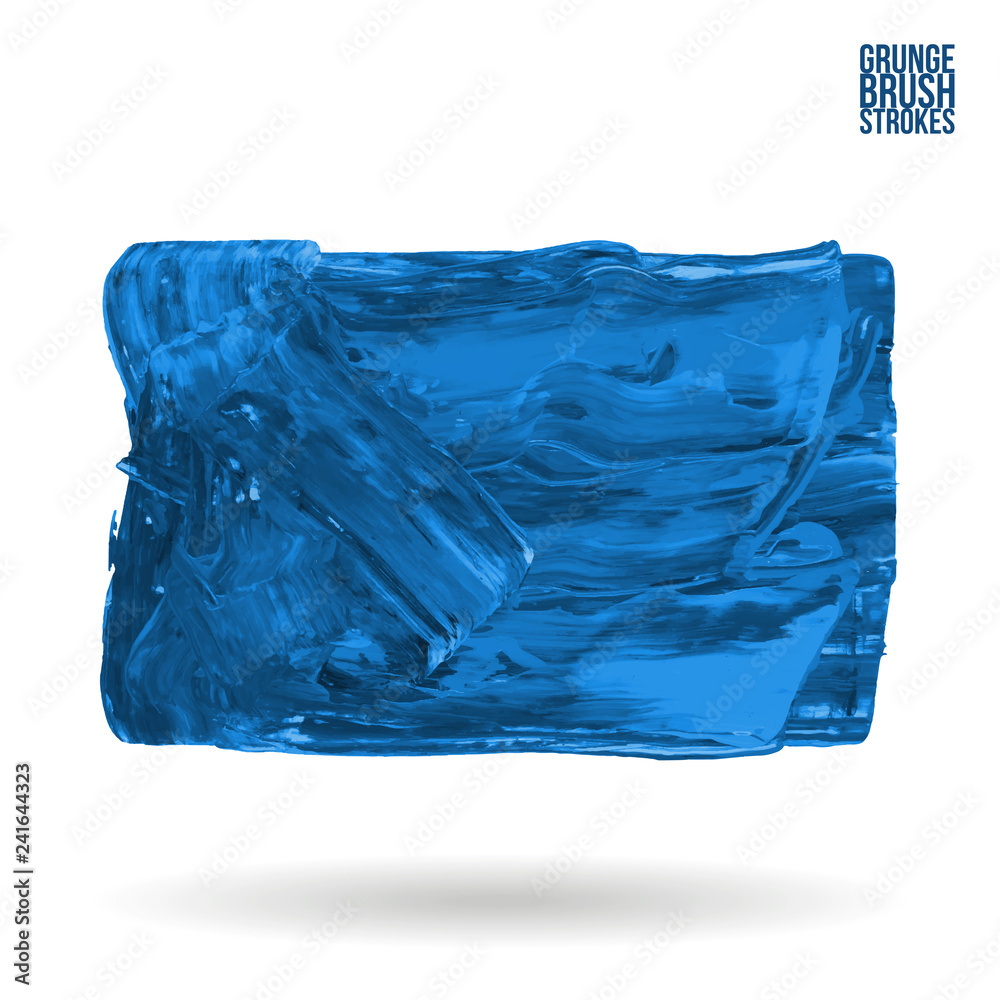 Fototapeta premium Blue brush stroke and texture. Grunge vector abstract hand - painted element. Underline and border design.