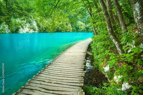 Beautiful lake in Plitvice National Park 