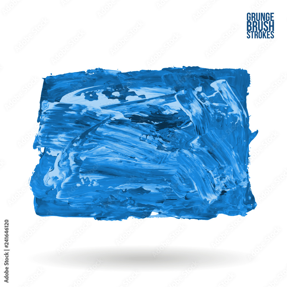 Fototapeta premium Blue brush stroke and texture. Grunge vector abstract hand - painted element. Underline and border design.