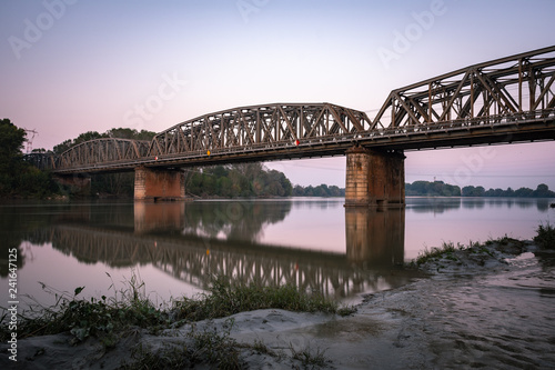 Railway across the Po river in Piacenza