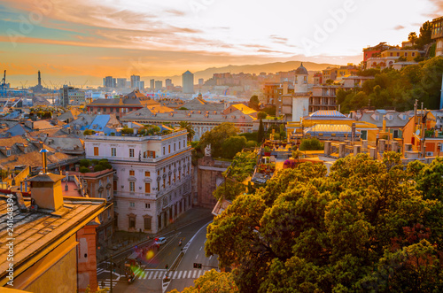 Panoramic view  of Genoa in a beautiful summer day, Liguria, Italy photo