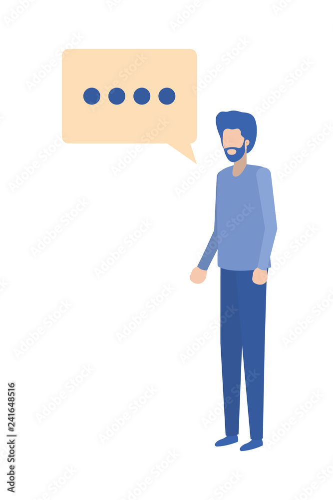 young man with dialog bubble avatar character young man with dialog bubble avatar character