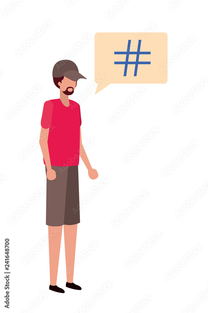 young man with dialog bubble avatar character young man with dialog bubble avatar character