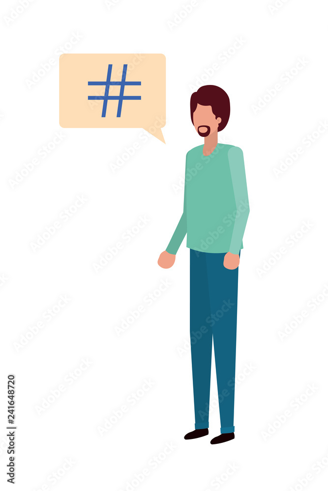young man with dialog bubble avatar character young man with dialog bubble avatar character
