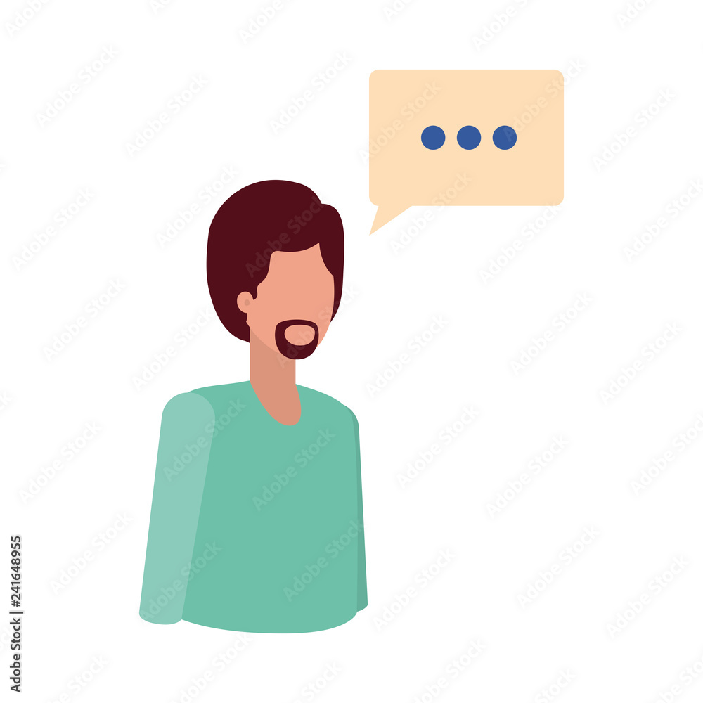 young man with dialog bubble avatar character young man with dialog bubble avatar character