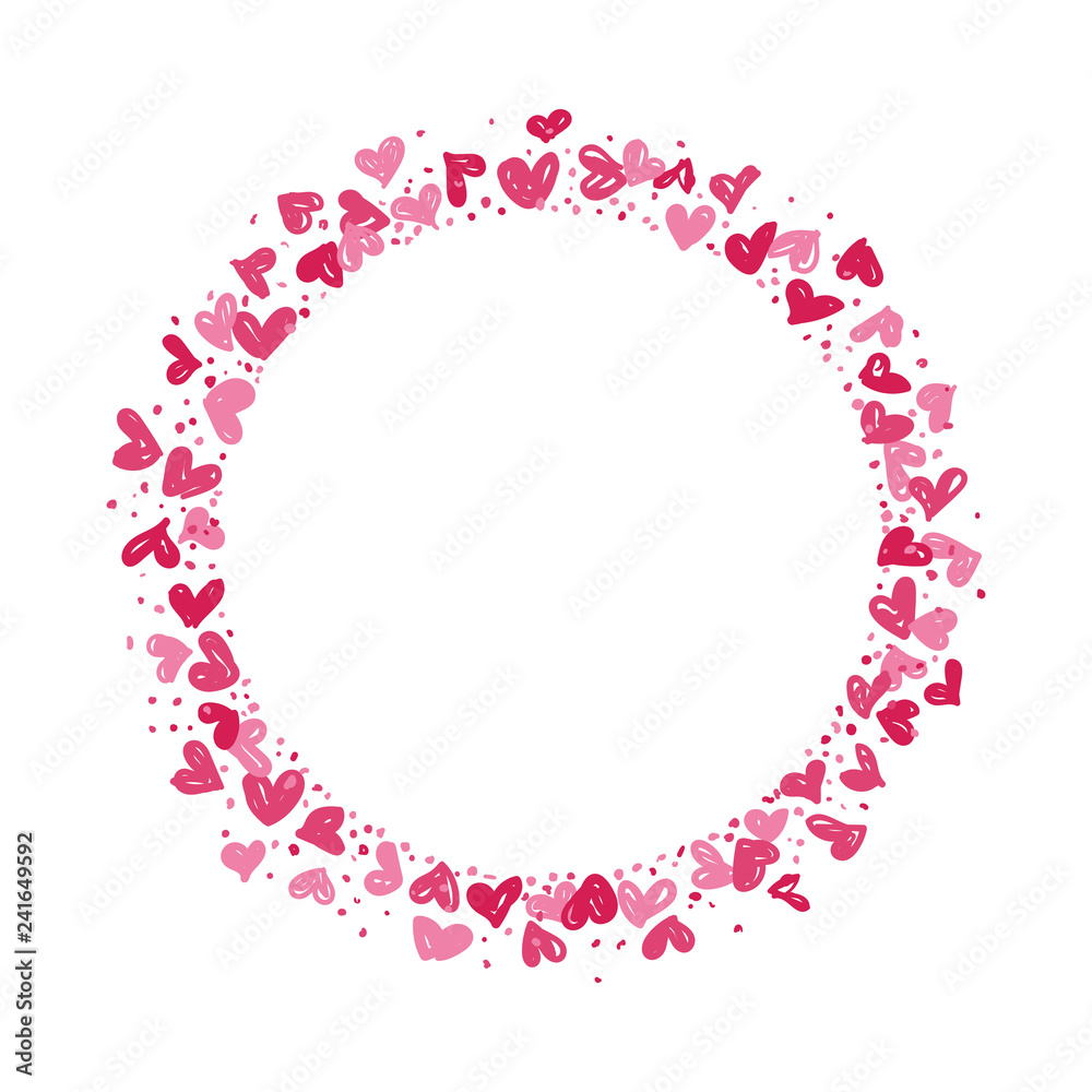 Wreath made from hearts. Cute round border with space for text. Wreath made from hearts. Cute round border with space for text.