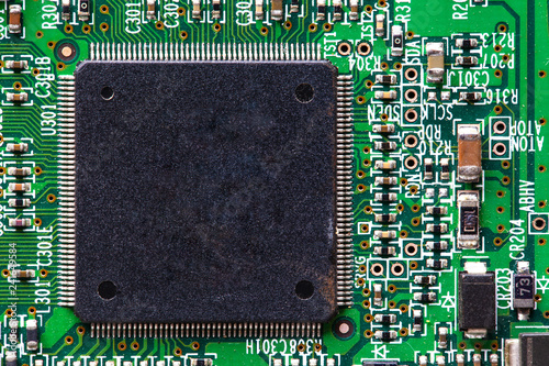 top view of microchip integrated circuit, macro