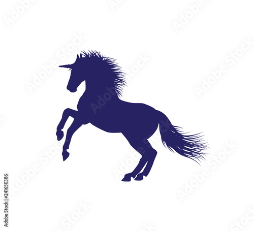 unicorn horse silhouette with detailed hair vector illustration design in white background