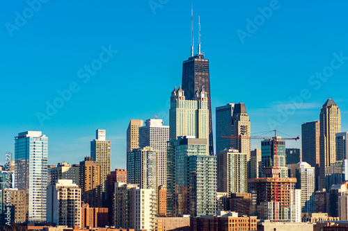 Chicago Skyline view from the West on a Sunny Day