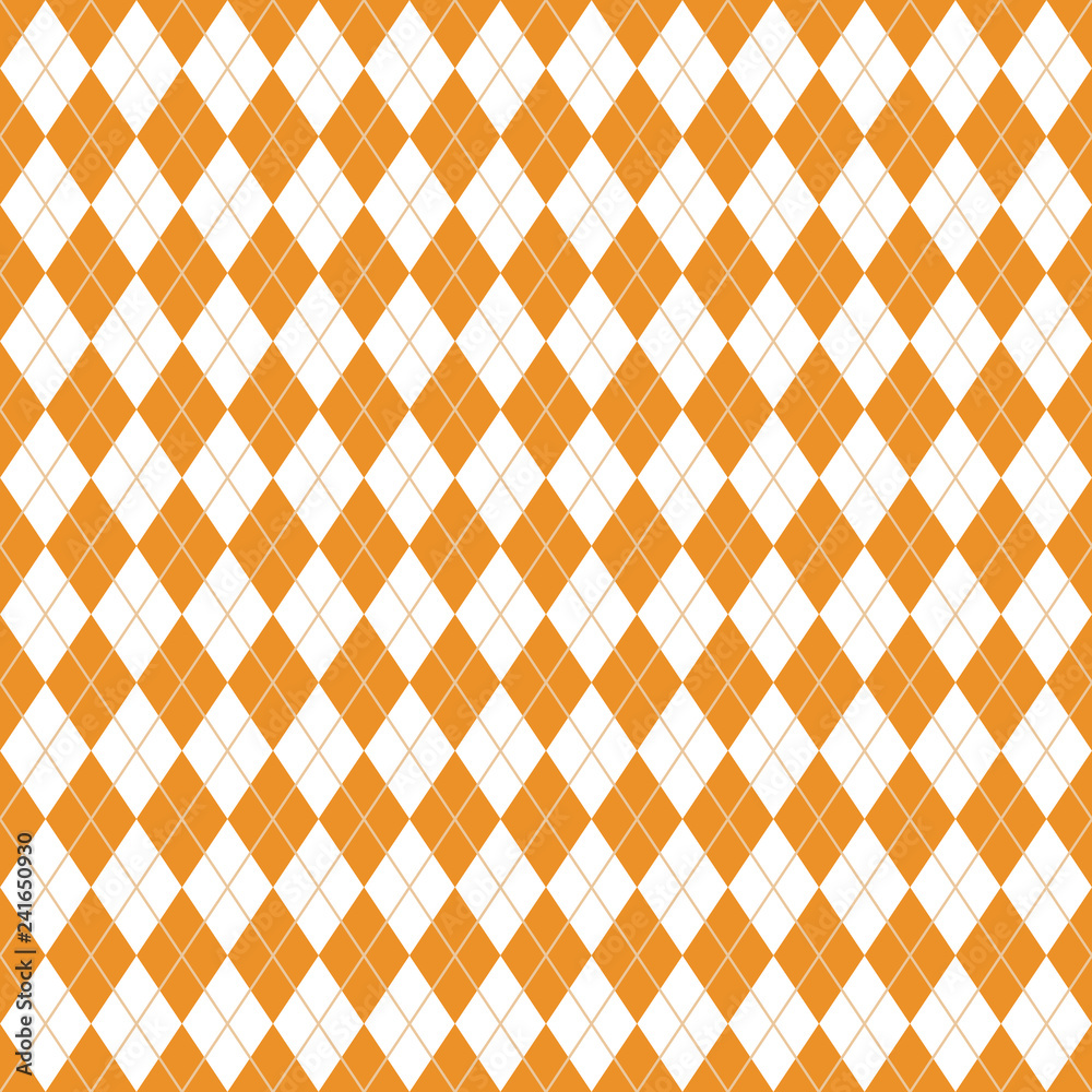 Argyle Seamless Pattern - Classic and clean orange and white argyle