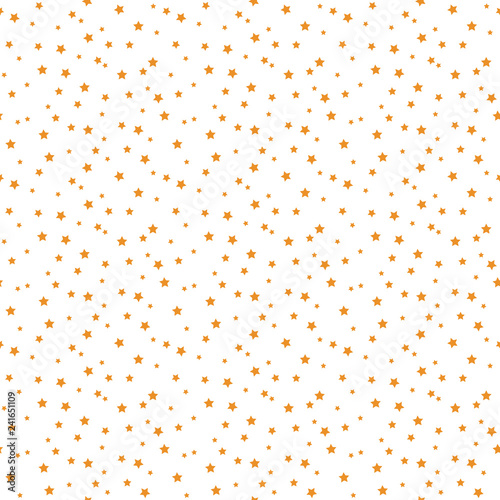 Confetti Stars Seamless Pattern - Tiny orange confetti stars scattered over white background
