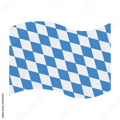 Waving Bavarian Flag - Blue and white waving flag of Bavaria isolated on white background