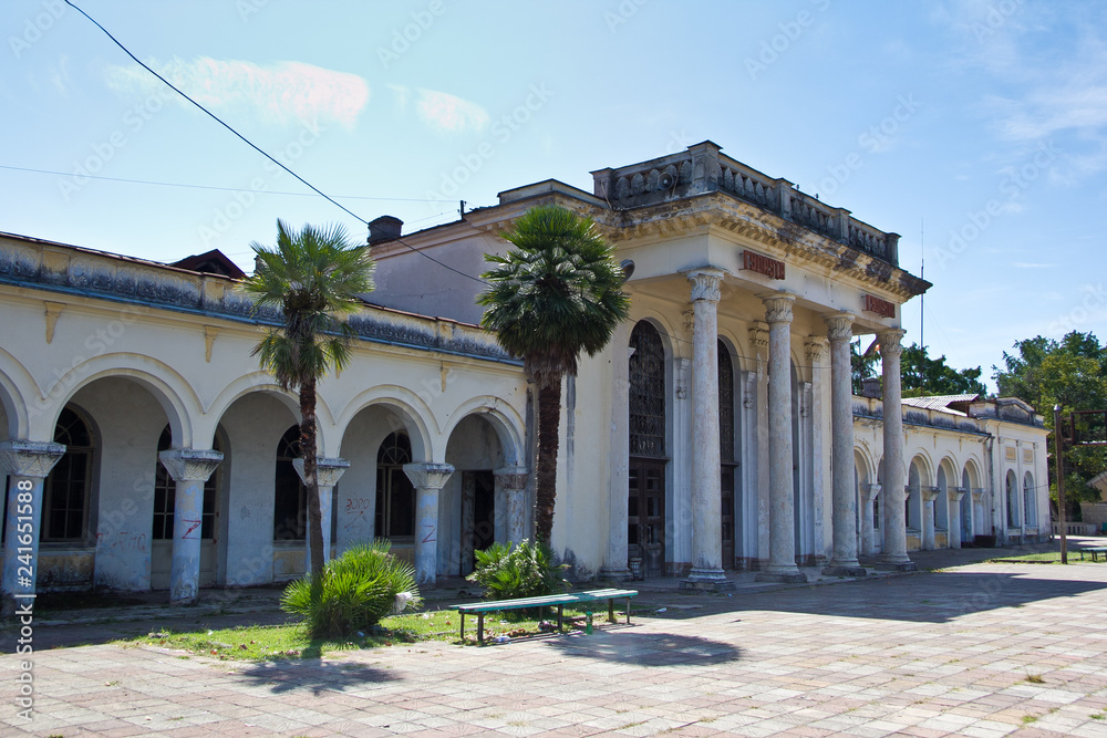 Old ruined abandoned railway station Abkhazia