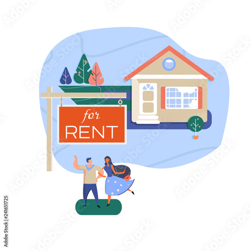 House or plot for rent. Mortgage or loan for land plot. Isolated image in vector