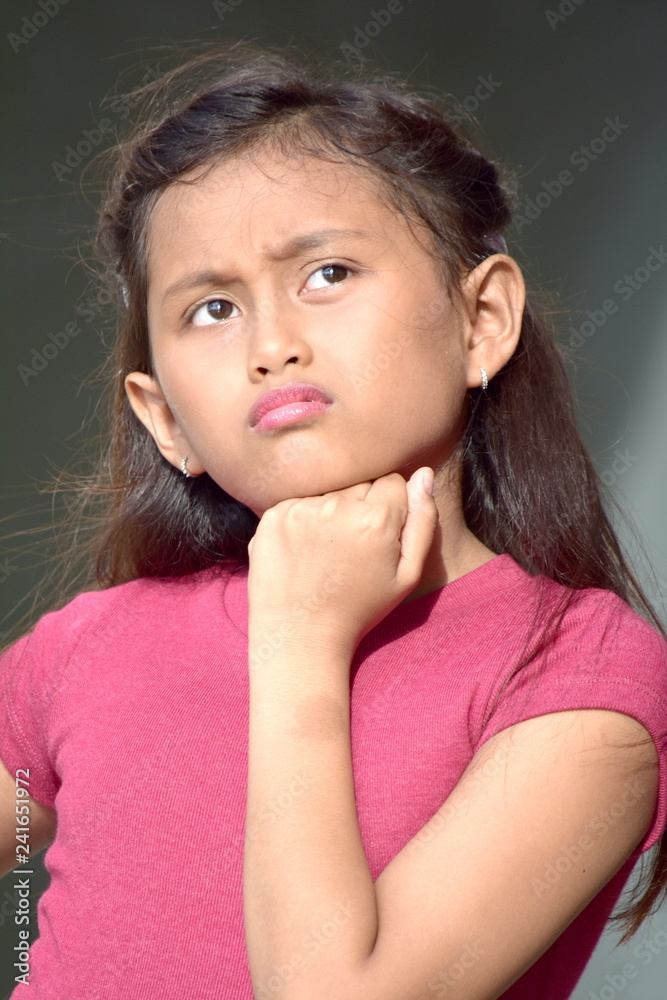 Pretty Minority Girl Child Thinking Pretty Minority Girl Child Thinking