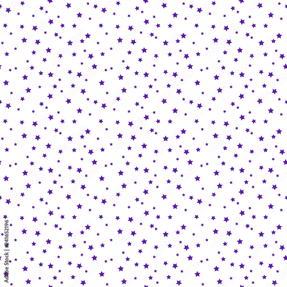 Confetti Stars Seamless Pattern - Tiny purple confetti stars scattered over white background