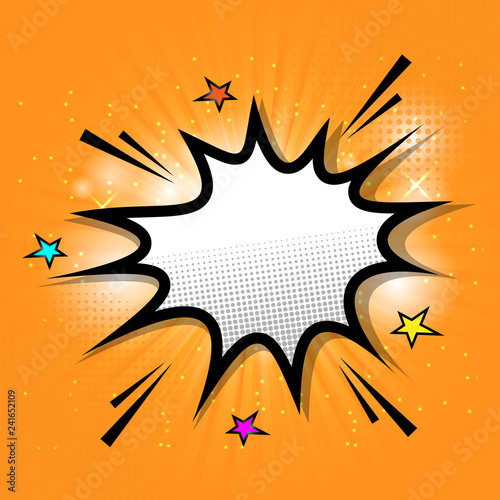 Comic speech bubble on orange background