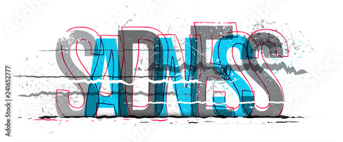 Sadness word, vector illustration.