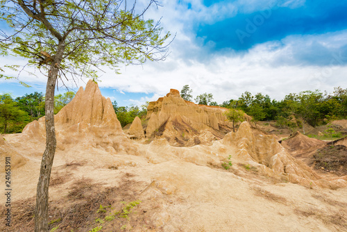 landscape of soil textures eroded sandstone pillars  columns and cliffs   Sao Din Na Noi  at sri nan national park in Nan Province  Thailand