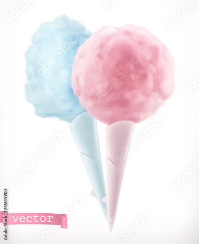 Cotton candy. Sugar clouds. 3d realistic vector icon