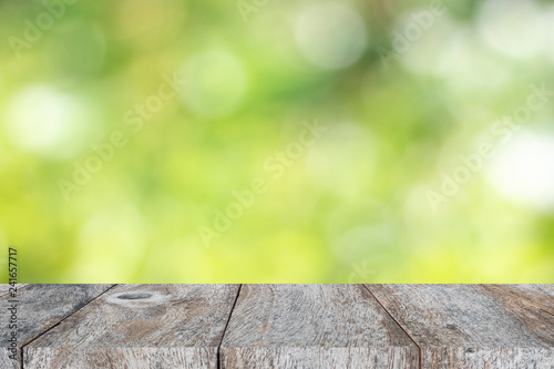 table display product and natural green blurlight background