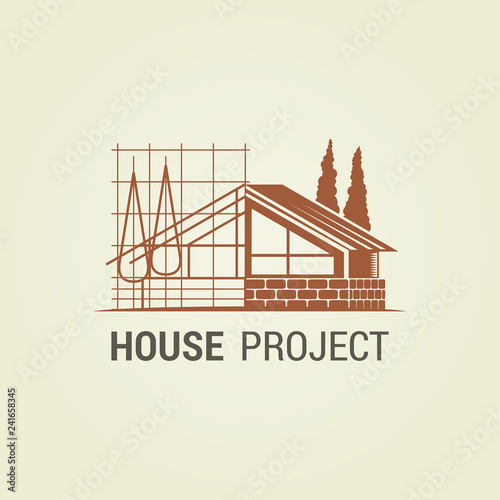 House project concept design. Real estate icon