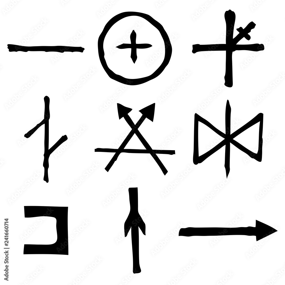 Wiccan symbols imaginary cross symbols, inspired by antichrist pentagram and witchcraft. Vector. Wiccan symbols imaginary cross symbols, inspired by antichrist pentagram and witchcraft. Vector.