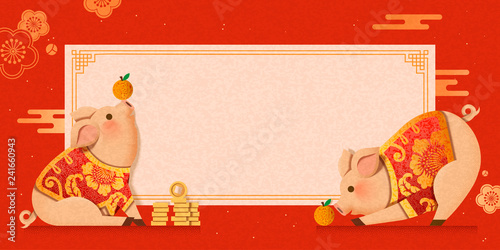 Cute piggy wearing traditional costumes