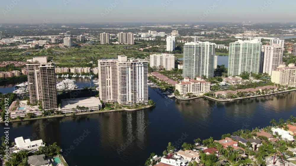 Aerial of buildings and sights in North Miami, Florida. Aerial of buildings and sights in North Miami, Florida.