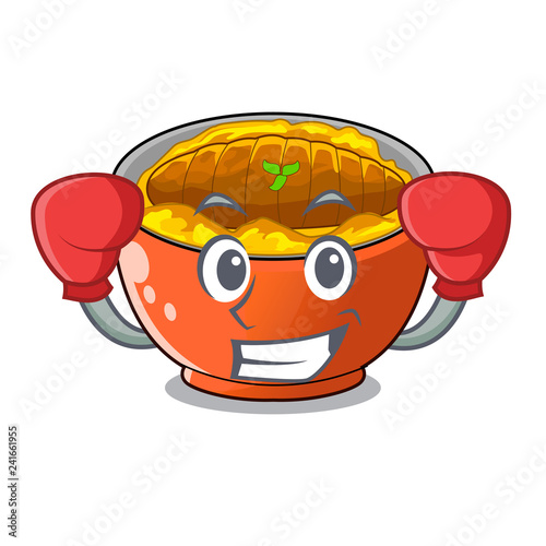 Boxing katsudon cartoon is ready to eaten