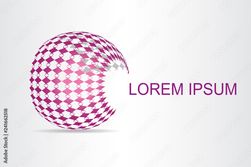 Abstract technology logo stylized spherical surface with abstract shapes. Abstract technology logo stylized spherical surface with abstract shapes.
