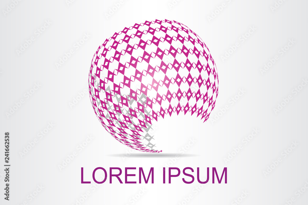Abstract technology logo stylized spherical surface with abstract shapes. Abstract technology logo stylized spherical surface with abstract shapes.