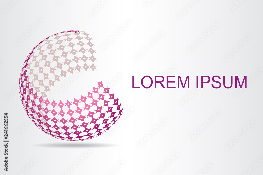 Abstract technology logo stylized spherical surface with abstract shapes. Abstract technology logo stylized spherical surface with abstract shapes.