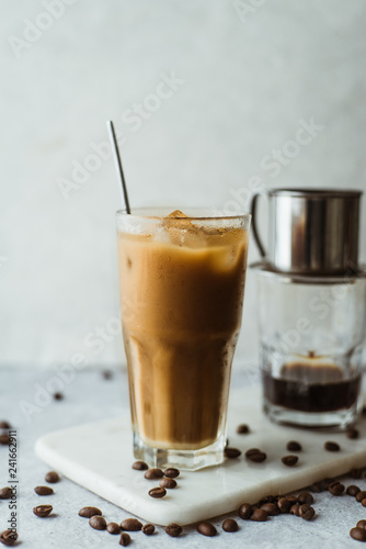 Vietnamese coffee on concrete background. © Max D. Photography