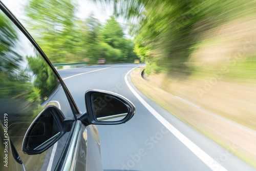 car driving with fast motion blur