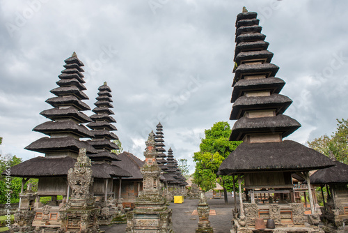 One of the popular temple in Bali named Pura Taman Ayun the royal temple of Mengwi empire in Badung Regency  Bali  Indonesia. View in the Cloudy day.