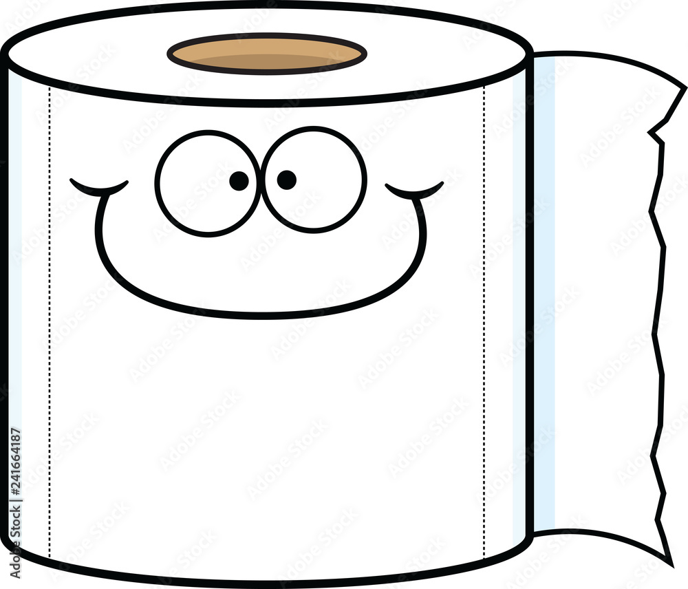 Cartoon Toilet Paper Roll Happy Stock Vector | Adobe Stock