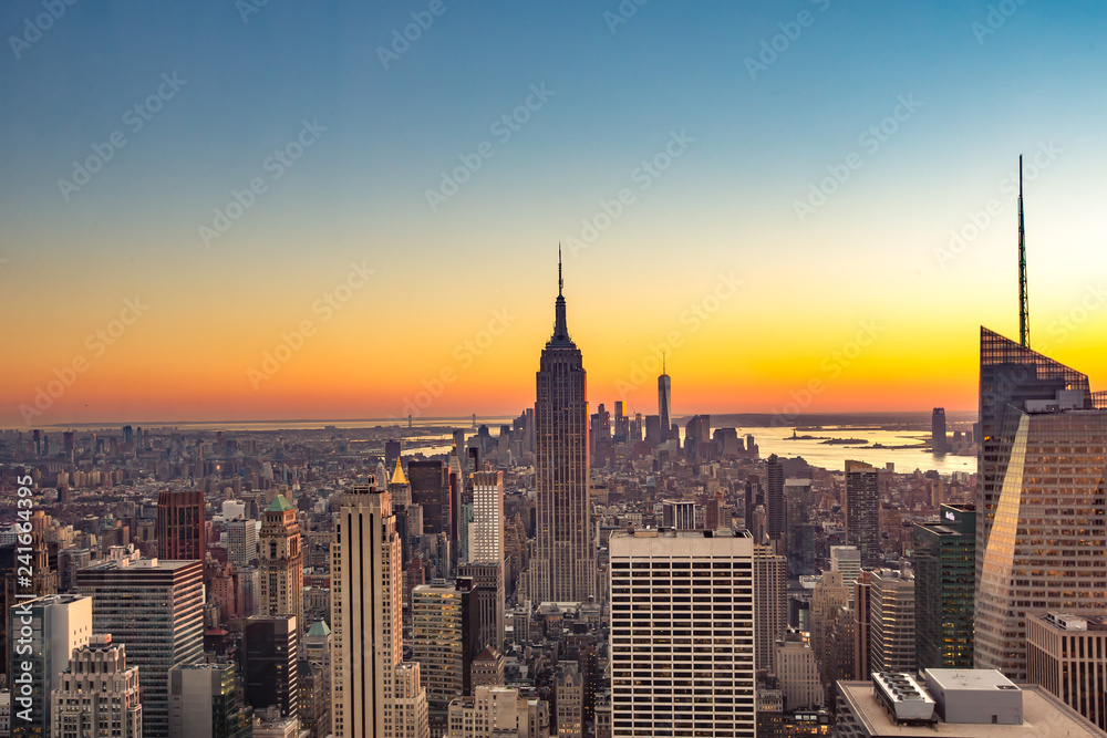 Sunset light of life has started from New York City, USA