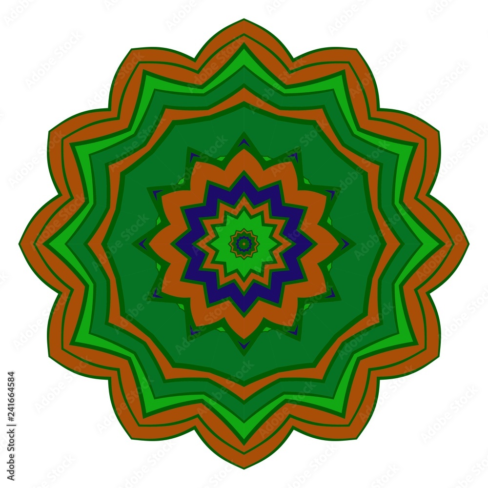 Mandala design element. Vector illustration. Green, dark blue, brown color.