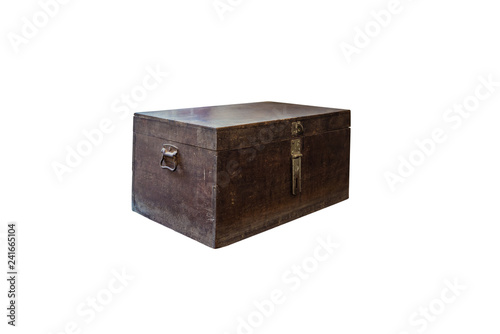 Antique wooden chest isolated on white background © nipastock
