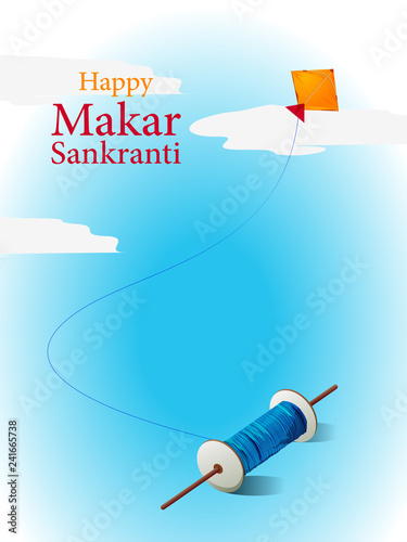Happy Makar Sankranti background with colorful kite