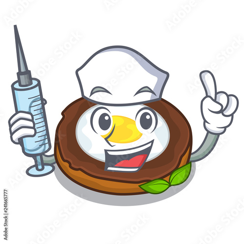 Nurse egg scotch served on cartoon plates