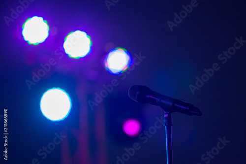 Microphone on stage against a background